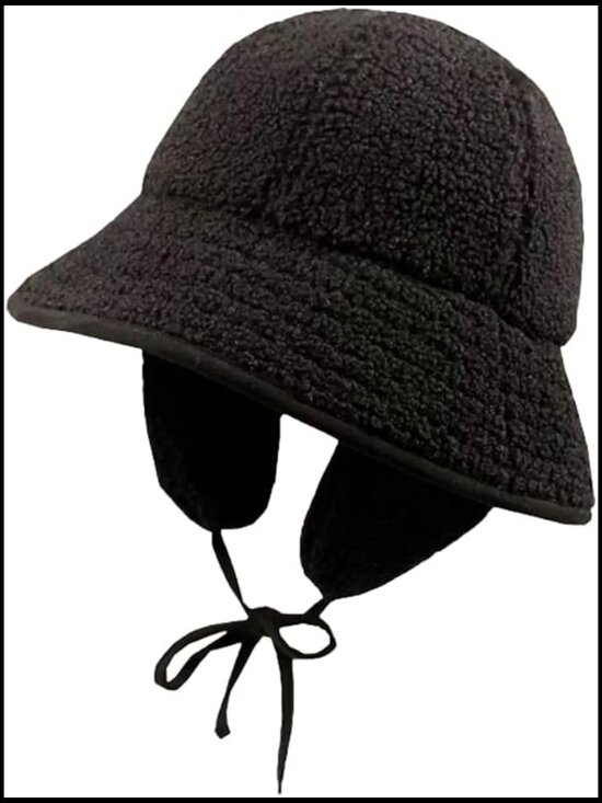 Winter Bucket Hat with Ear Flaps Warm Fluffy Fuzzy Hat Fisherman Cap main image 6